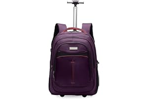 STARGOLD Multipurpose Rolling Backpack, STARGOLD Unisex Water Resistant Wheeled 18 Inches Trolley Backpack for School, College, Office, Business and Travel - Purple, SG-BPT90