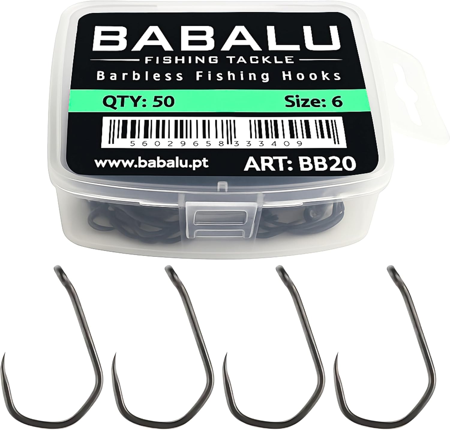 Anzuelos de Pesca BB20 50 Unidades Sin Rebarba de Acero de Alto Carbono