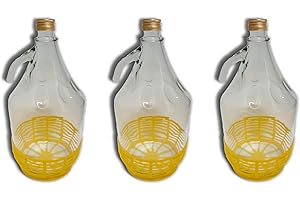 FERROELETTRA Damigiana Vetro 5 Litri - Bottiglia con Chiusura a Vite per Olio e Vino, 3 Pezzi