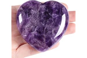 GUJOXILA 2.4" Amethyst Crystal Large Heart Shaped Love Healing Crystals Gifts for Women Beginners Gemstones Ornaments Protection Polished Nature Reiki Balancing Meditation Spiritual Stones