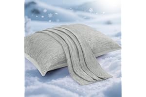 ‎ELEGEAR Elegear Chłodzące poszewki na poduszki, 2 sztuki, letnie fajne poszewki na poduszki do gorącego snu, obustronne Arc-Chill Q-Max 0,43 włókno chłodzące i 100% bawełna, miękka, oddychająca, ukryty zamek