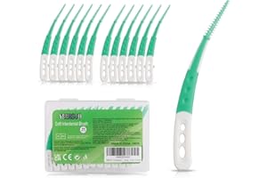 YEERSUO Szczotki międzyzębowe, 84 szt., jednorazowa wykałaczka, szczoteczki dentystyczne, kostki do nici, kostki dentystyczne do czyszczenia zębów, zielone kolory