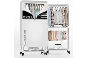 Kiseely Sèche Linge Electrique Portable, Machine de séchage Portable avec minuterie, Armoire de séchage de Linge de 150 cm avec Grande capacité, sèche-Linge/Support électrique (Gris GT4)