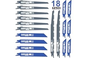 Shirylzee 18 lames de scie alternative Sabre, 10 pour la coupe de métal et 8 pour la coupe de bois, compatibles avec toutes les scies alternatives.