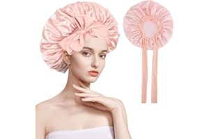 YueJieSelected Seidenhaube zum Schlafen Lange Haare,Silk Bonnet Sleep Cap,Schlafhaube Seide,Satin Haarhaube für Die Nacht,Schlafhaube Haare Schützen CapSeidenhaube zum Schlafen (1 leichtes Pulver)