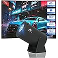 AUBOR MENTECH Mini WiFi Projector Bluetooth Portable 180° Rotatable Support 1080P Smart Projector 130 Inch with Android TV 11.0 Short Plug Keyston Automatic Home Theater