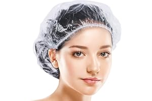 Kryzulax 50 gorros de ducha desechables, de plástico, unisex, reutilizables, para salón, spa, viajes, uso doméstico, hotel, ducha (42 cm)
