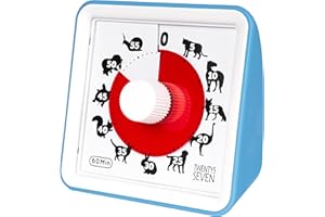 TWENTY5 SEVEN Wizualny Timer 60 Minut - Narzędzie Do Edukacji Czasu Dla Dzieci, 7,6 cm, Niebieski, 1-Godzinny, Cichy Ruch, Głośny Alarm, Do Klasy, Nauczania, Gier Domowych, Dla Chłopców
