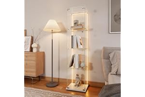 TIMORWTF - Vitrina de cristal con tira LED, vitrina para colección transparente, mueble vitrina de cristal con 1 puertas con cerradura y 4 estantes vitrinas salón bar, 163 x 40 x 35 cm, color blanco