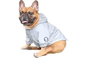 iChoue Dog Reflective Safety Jackets Waterproof Raincoat Are All Made Up of High Reflection Fabric Keep Dogs Visible Safe at Night for English Bulldog Boston Terrier - Silvery/Size XL