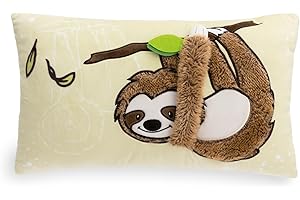 NICI Kinder Kissen Faultier Slobby 43x25cm braun - Flauschiges Kuschelkissen für Kinder und Kuscheltierliebhaber: ideal für Zuhause, Kindergarten oder unterwegs - 61216