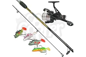 NGT Spinner Fishing Set up Complete With 6ft 2PC Rod & Reel And 4 Soft Rubber Lures Made
