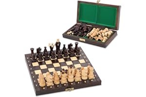 AMAZINGGIRL Drewniana szachownica do gry w szachy wysokiej jakości - Składany zestaw szachów z szachami dużymi dla dzieci i dorosłych 25 x 25 cm