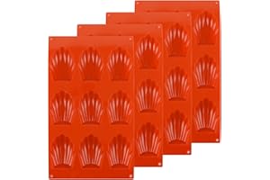 MUXHEL 4 Pièces Moule Madeleine Silicone, Antiadhésifs Moule à Madeleine, 9 Cavités Moule Antiadhésif en Forme de Coquille, pour Madeleine, Biscuits, Chocolat, Bonbons, Pudding