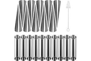 GTDOOCE Cornet Patisserie,20 Pièces Cannoli,Tubes Cannoli Moules,Moules à Cornets e Tubes en Acier Inoxydable avec Brosse de Nettoyage pour Cannoli Rouleau à la Croissant Feuilletés