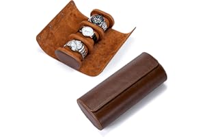 VINBAGGE - Caja de Reloj de 3 Piezas, Estuche Enrollable de Cuero Imitación, Estuche de Reloj de Viaje Organizador Protector para Relojes de Pulsera
