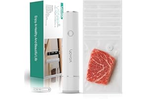 VOYOR Macchina Sottovuoto Alimenti Portatile Utilizzato per la Conservazione Degli Alimenti Palmare Macchina Sottovuoto con 5 Sacchetti Sottovuoto Potenziati Pompa Sottovuoto Alimenti VS500 (Bianco)