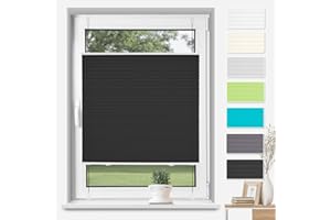 ‎TFSKY TFSKY Plissee ohne Bohren Klemmfix 50x120cm(BxH) Schwarz Easyfix Plisseerollo Faltrollo Sichtschutz Plissee Lichtdurchlässig mit Klemmträger Fenster plissee innen Blickdicht