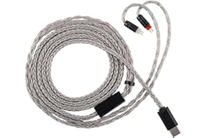 Linsoul Tripowin Zonie HiFi In-Ear Monitor Upgrade Cable, with Omni Mic, 16-Core Silver-Plated SPC Earphone Cable, Type-C/3.5mm Options, 1.25m SPC Tangle-Free Wire (Type-C Plug, 2 PIN)