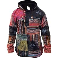 SHOPOHOLIC FASHION Uomo Slavato a Righe con Cappuccio Hippy Nonno