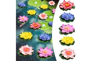 Reforung Lot de 5 Nénuphar Artificiel Flottants Lotus Fleur Lily Tampons Nénuphar Flottant de Fleur de Lotus 10cm Flottant Nénuphar Plantes pour Jardin Étang Aquarium Pool Décoration