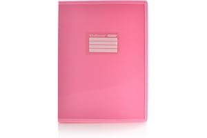 Carpeta de Fundas A4 Colorline con Bordes Reforzados en Tela y Cubiertas Rígidas, Indicadores con Solapa Interior, Adhesivos y Tarjetero Identificador by Office Box. (20 Fundas, Rosa)