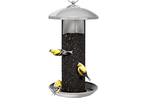 Kingsyard Metal Mesh Tube Bird Feeders for Outdoor Hanging, Finch Bird Feeder for Nyjer/Thistle Seed, 2.5 lbs Seed Capacity (Grey)