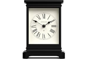 NEWGATE® Time Lord mantel clock | Classic carriage clock design | Black | Roman numerals | Contemporary classic style for desk, table top, shelf or bedside