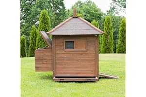 MY ANIMAL Miweba MyAnimal Poulailler MH-11 avec pondoir | pour 3 Poules - Nichoir séparé - 2 perchoirs - Résistant à l'hiver - Maison pour Poules - Bois de pin - Volière - Trappe pour Poules (Marron foncé)