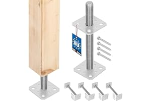 KOTARBAU® Set di 4 Supporto per pali 80x80x250 mm regolamentato filettatura per recinzioni travi in legno zincato Manicotto di ancoraggio staffa pavimento
