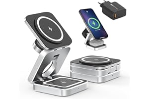 BRIMFORD Ładowarka 3 w 1 do iPhone'a - QI Szybka bezprzewodowa stacja ładująca kompatybilna z iPhone 15/Pro/Pro Max/Plus/14/13/12 Apple Watch 8/7/6/SE/5/4/3/2 Airpods 3/2/Pro 2/Pro [z adapterem]