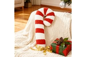 ‎FUFRE Weihnachtsdeko Zuckerstangen Kissen, Weihnachtskissen Zuckerstangen Deko, Zierkissen Weihnachten Dekoration, Weihnachts Deko Plüsch Dekokissen, Plüschkissen für Wohnzimmer Schlafzimmer Sofa (35cm)