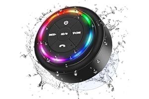 MR.LUYU Enceinte Douche Bluetooth Étanche, Haut-Parleur Bluetooth sans Fil Étanche IPX7 Enceinte Portable avec Ventouse Lumière LED Haut Parleur pour Salle de Bain, Piscine, Camping, Extérieur