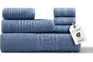 nice homeit Juego de Toallas de 6 Piezas 100% algodón, Suaves y Altamente absorbentes, Juego de Toallas para baño, Cara y bidé de Varios tamaños, Fabricado en Italia