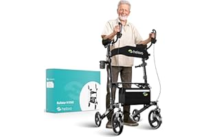 Helavo deambulatore pieghevole per anziani con supporti per avambracci imbottiti - Girello leggero in alluminio con morbidi supporti per bracci e seduta