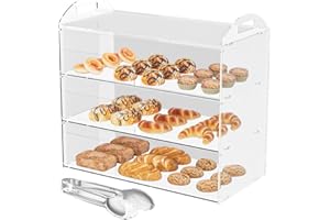 Cityjoy 3 Tier Bakery Display Case with Handle, Countertop 23.6"x 11.8"x 18.6" Commercial Pastry Display Case, Acrylic Clear Food Display Box for Dessert Donut Bagels Cake Cookie