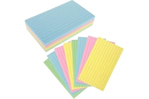 Gjinxi 200 Pièces Fiches A7, 4 Couleurs Cartes Flash Cartes de Vocabulaire Fiches Doublées Cartes D'apprentissage Colorées Inscriptibles Pour études Bureau Travail et Maison