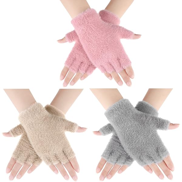 6 Paires De Gants Mi-Doigts Tricotés - Hiver, Hommes/Femmes, Conduite, Vélo