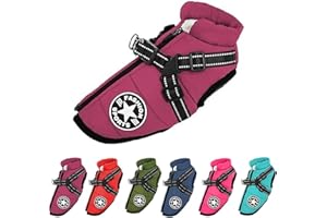 CLGORM Pawbibi Dog Coat Waterproof Winter, Pawbibi Sport Waterproof Windproof Jacket with Built-In Harness Reflective & Adjustable Warm Coats Dogs (dark red, XXL)