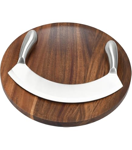 Ambrogio Sanelli truffelset: Snijplank van kastanjehout met glazen bel en truffelsnijder van roestvrij staal met glad lemmet. Handvat van kastanje, ergonomisch en antislip
