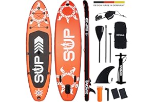 24MOVE® Sup Board, Premium Stand Up Paddle Board aufblasbar, Yoga Board, Surfboard Action Cam Ready inkl. Zubehör Set, Doppelhub Pumpe, Anti-Rutsch, Kinder & Erwachsene
