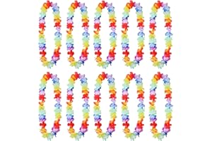 GLQSLQ 12 Stück Hawaii Ketten Blumen, Hawaiianische Deko Girlanden, Bunte Blumenketten Hawaii, Poolparty Dekorieren Halskette, für Kinder Erwachsene Strand Tropisch Geburtstag Party Accessoires