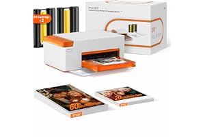 Liene Amber M110 Mini fotoskrivare för – inkl. 60 ark 10 x 15 cm fotopapper + 20 ark 7,7 cm självhäftande foton + 2 färgband – termisk sublimering, Bluetooth, för iPhone och Android