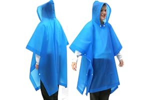 ANYOO Regenponcho Kinder Wasserdichte 2 Stück für Mädchen Jungen, Leichter Regencape Regenschutz PEVA Regenmantel mit Kapuze für Kinder Größe 100-150 cm Camping Wandern Reisen
