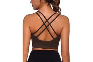 Leversic Sujetador Deportivo Mujer Sujetador de Yoga Acolchado Sujetador Deportivo de Impacto Medio Top Corto con Espalda Cruzada con Tiras para Fitness Yoga Gimnasio
