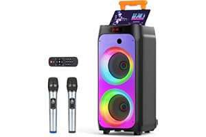 JYX Karaoke Profesional Completo con 2 Micrófonos Inalámbrico, Altavoz Bluetooth Karaoke Sistema de PA Portátil Recargable,TWS, Radio MP3 USB/TF/FM/Rec para la Fiesta