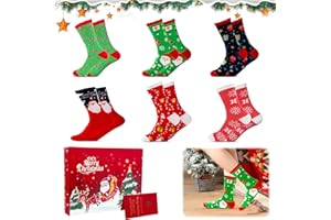 PRZRAO Calzini Natalizi Donna, 6 Paia Calze Natalizie Calzini Donna Divertenti Natale Calzini Natale Cotone Calze Natalizie Colorati Calendario Avvento Calzini Regali Natale Calze Donna Invernali EU 35-42