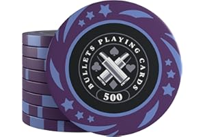 Bullets Playing Cards, Janice Lot de 25 jetons de poker en plastique pour jeu de poker, valeur 500, 4 cm de diamètre, poids 11,5 g