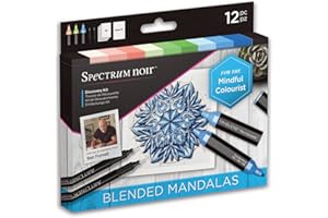 Spectrum Noir Set completo per adulti, include penne colorate ad alcool, fodere, fogli artistici stampati e istruzioni di Pro Artist-Blended Mandalas Discovery Kit, taglia unica