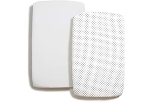 Drap Housse 83x50(2 pièces) - Drap Housse Cododo 83 x 50 cm - Drap Housse Coton (100%) - Drap Housse Couffin - Drap-Housse Lit Bébé Lavable en Machine - Drap-Housse Respirant (Blanc/Pois) Niimo